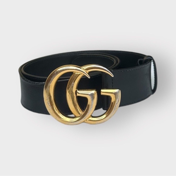 Gucci Black Leather Gold Buckle Classic GG Size 80/32 main image 4